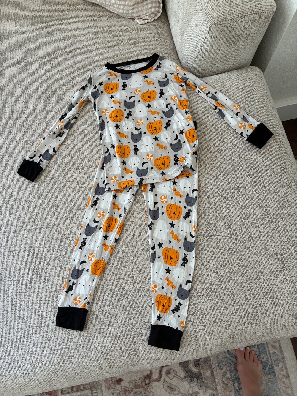 Little Sleepies Orange & Black Halloween Pumpkin Ghost Pajama Set- 2T